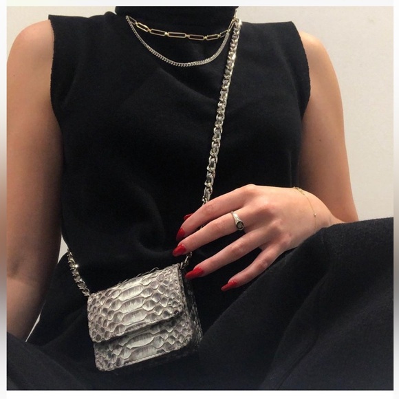 Gelerah Mizrahi ITSY BITSY MICRO MINI PYTHON CHAIN BAG - Picture 1 of 6